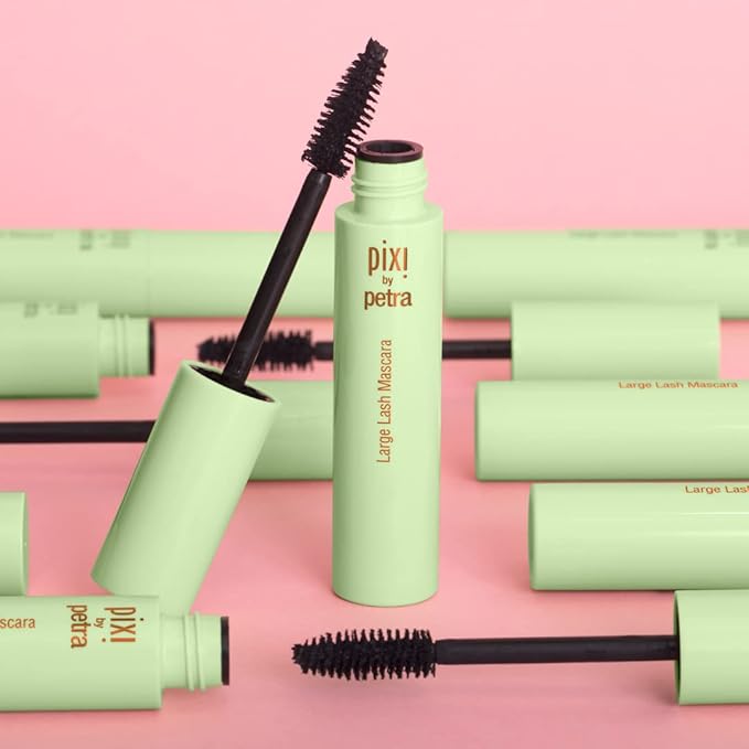 Pixi Large Lash Mascara | Extreme Volume & Lengthening Mascara with Vitamin E, Panthenol & Bamboo | Smudge-Proof & Water-Resistant | Buildable & Clump-Free | Best Brown | 0.4 fl oz