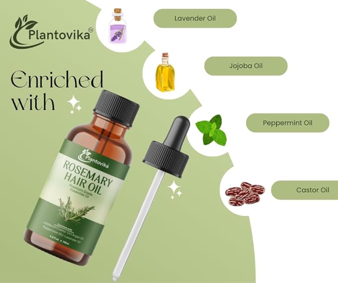 Rosemary Oil for Hair Growth - Hair Growth Oil with Jojoba, Castor, Argan, Peppermint & Lavender | Scalp & Hair Strengthening Treatment for Women & Men (4 Fl Oz)