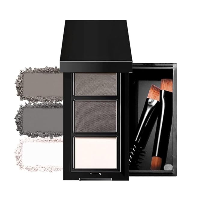 Eyebrow Powder Taupe Grey Kit,Eye Brow Powder for Women with Double-ended Eyebrow Brush,Long-Lasting Waterproof Two Colors Brow Filler Get Full Defined Natural Brows,Brown Eyebrow Powder Makeup