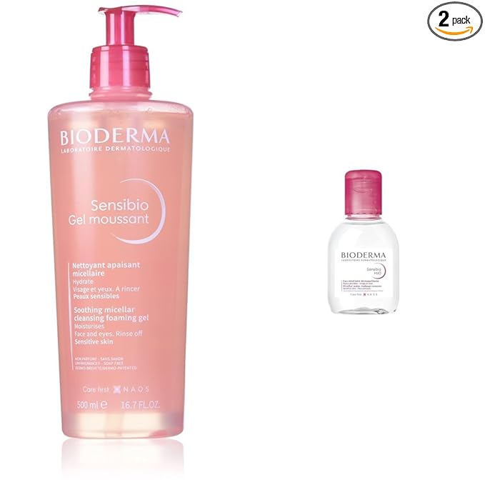 Bioderma Sensibio Foaming Gel Your Ultimate Micellar Cleanser & Makeup Remover For All Skin Types Even Sensitive Skin, Includes No Rinse Skincare Sensibio H2O Micellar Water, Fragrance - Free