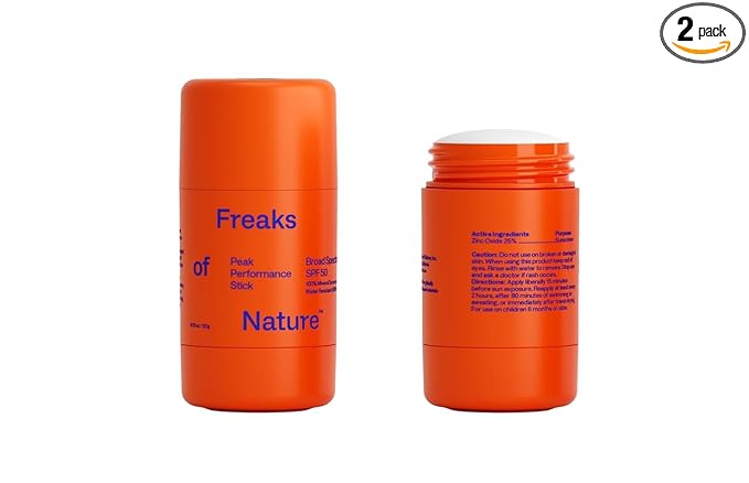 Peak Performance Sun Stick SPF 50 | 100% Mineral Sunscreen | Lightweight, 40-Min Water-Resistant | Plant-Based, Eco-Friendly, Reef-Safe, Cruelty-Free | All Skin Types | 0.70 oz | Pack of 2