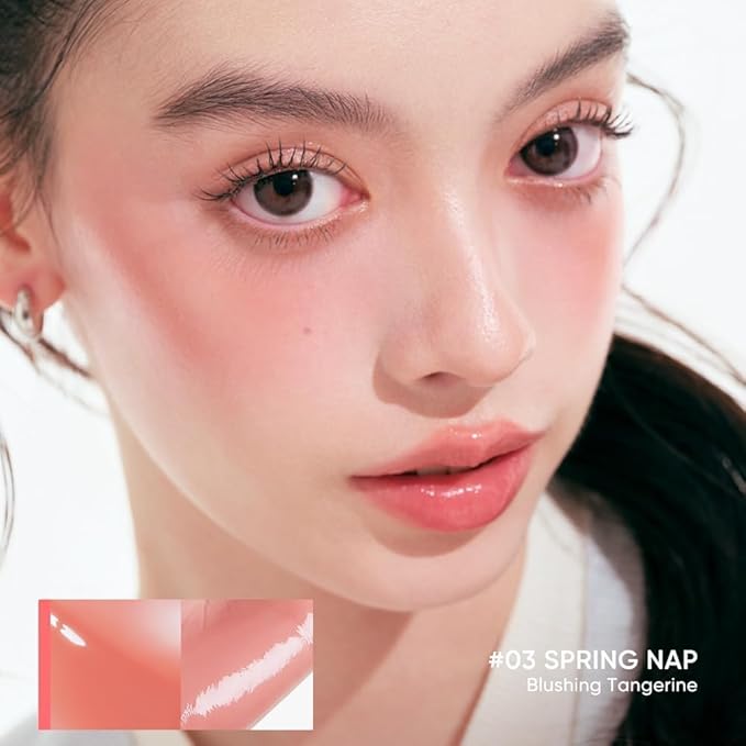 JUDYDOLL Glow Blush Balm,85% Essence-Infused,Hydrating, Buildable&Non-Patchy Cheek Color with Puff,Dewy Finish,Lightweight Blush for Cheeks, Cool Toned Blush (03 Spring Nap)