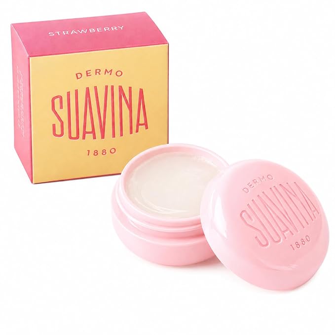 Suavina Strawberry Lip Balm for Extreme Dry Cracked Lips, Intensive Lip Repair Treatment with Natural Oils & Vitamin E, Moisturizing Lip Therapy for Cold & Warm Weather, Dry Lip Repair for Men & Women