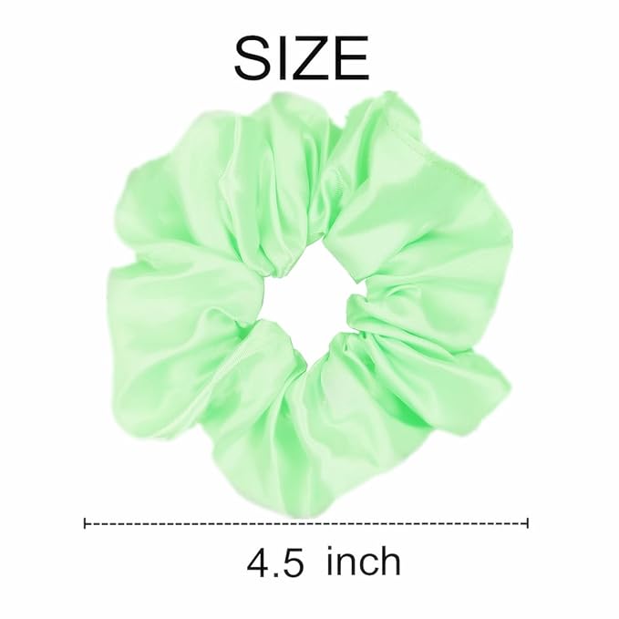 Sufermoe 12 Pcs Satin Silk Hair Scrunchies, Bright Green (4.5 Inch) - Hair Ties, Hair Bands, Hair Accessories for Women and Girls