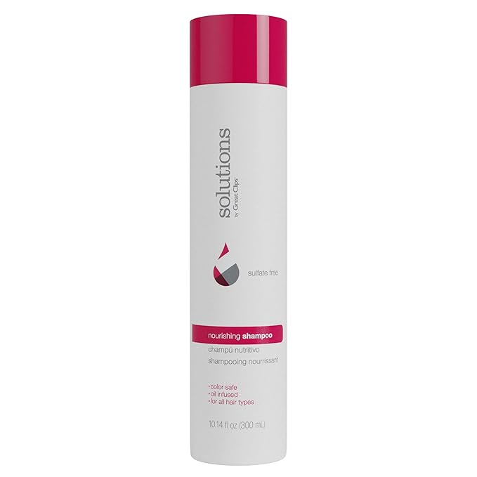 GREAT CLIPS Solutions Nourishing Shampoo 10oz | Argan Oil | Sulfate and Paraben Free | Moisturizes and Restores Shine | Safe for Color-treated Hair