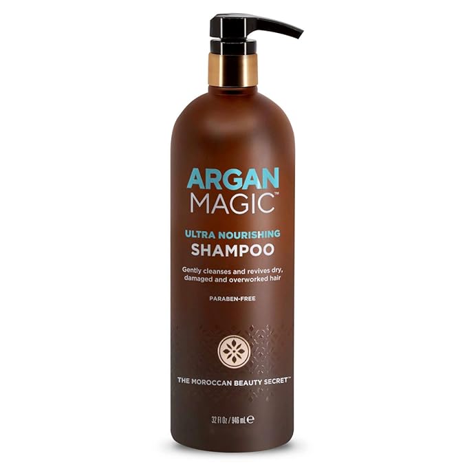Argan Magic Ultra Nourishing Shampoo - Argan Oil and Antioxidants to Nourish and Restore Damaged and Over-Processed Hair Types | Paraben Free, (32 oz)