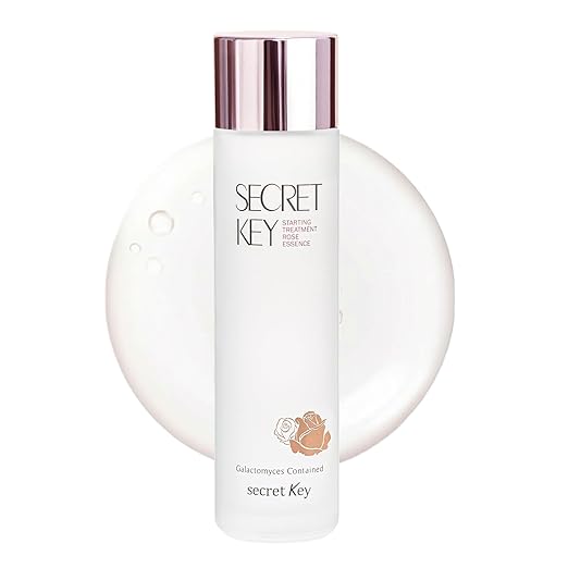 SECRETKEY Starting Rose Essence Toner, Galactomyces Ferment with Rose Water for Radiance Glass Skin, Hydrating Essence, Helps Improve Uneven Skin Tone, Korean Skin Care Essence (5.07 Fl Oz / 150ml)