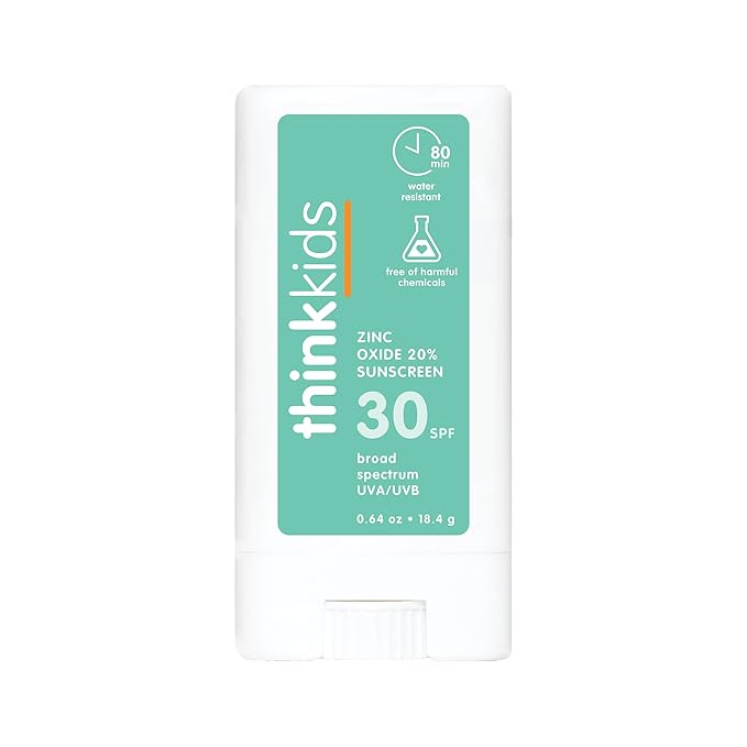Thinksport Kids SPF 30 Mineral Sunscreen Stick, 0.64 Oz, Safe, Natural, Water Resistant Reef Safe Sunscreen for Children, Broad Spectrum UVA/UVB Sun Screen, Travel Stick for Sun Protection