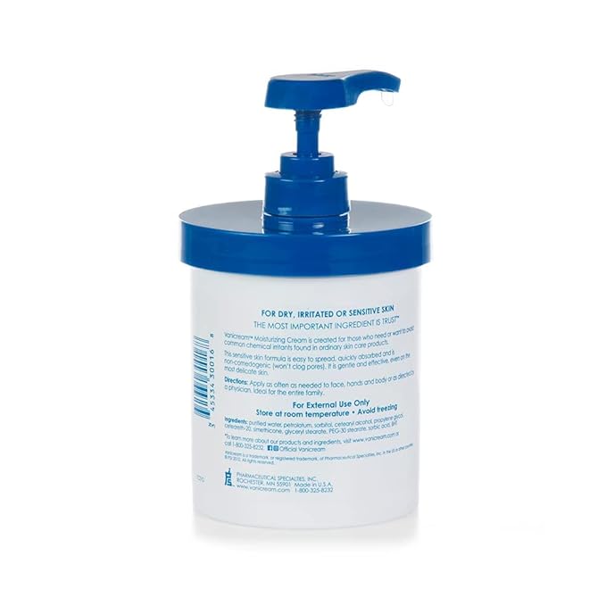 Vanicream Moisturizing Skin Cream with Pump Dispenser - 16 fl oz (1 lb) - Moisturizer Formulated Without Common Irritants for Those with Sensitive Skin (Pack of 12)