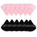 Pimoys 12 Pieces Powder Puff Face Triangle Makeup Puff Soft Cosmetic Foundation Sponge Velour Puff for Loose Powder Body Powder Beauty Wet Dry Makeup Tool(Black, Pink)