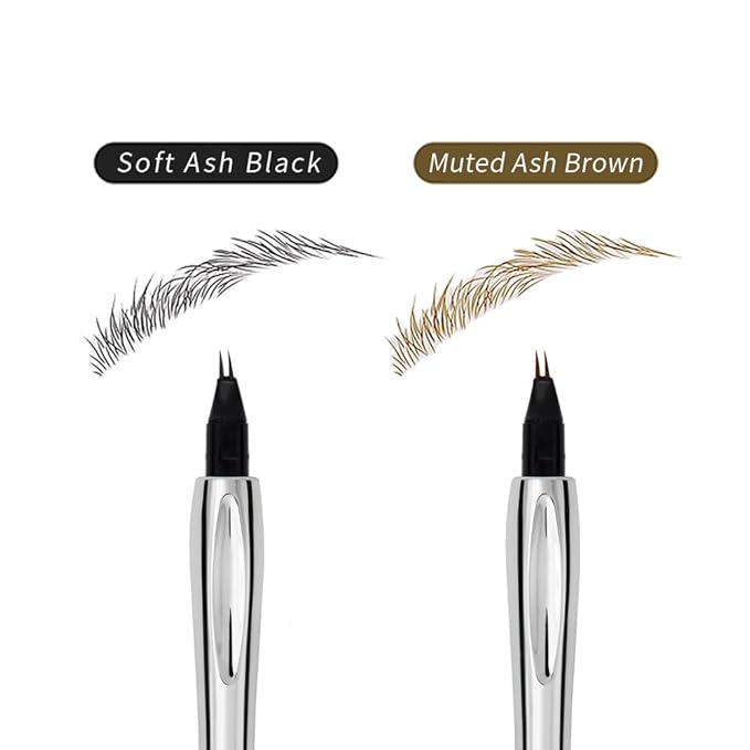Waterproof Eyebrow Pencil with 2 Tip, Microblading Eyebrow Pencils for Women, Waterproof and Last All Day Thin Brow Pencil with Precise Tip for Natural and Hair Like Brows, Soft Ash Black