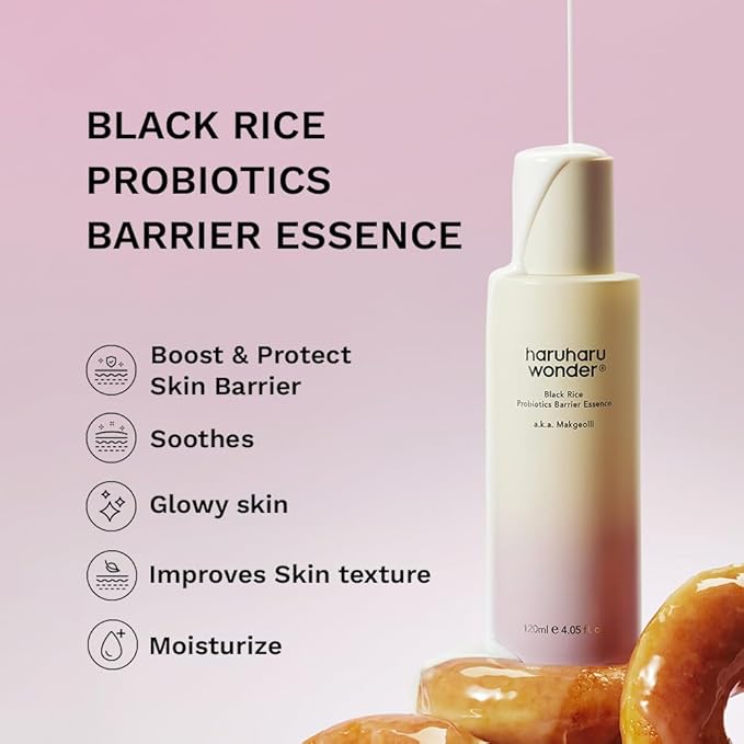 haruharu Wonder Black Rice Probiotics Barrier Essence 1 fl. oz, Travel Size, Skin Flooding & Layering, Strengthen Skin Barrier, Soothing, Plumping, Korean Skincare, Vegan