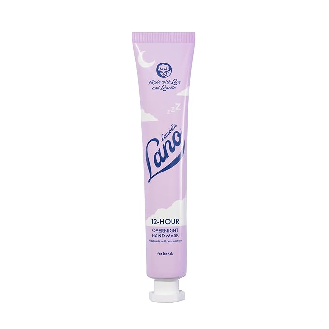 Lanolin 12-Hour Overnight Hand Mask - Lanolin Hand Cream with Ceramides, Hyaluronic Acid & Vitamin C - Overnight Moisturizing Barrier Repair Treatment for Dry Cracked Skin (1.69 oz)