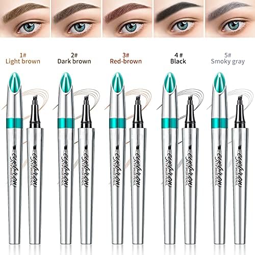 Eyebrow Pencil - Eyebrow Microblading Pen, 4 Point Brow Pen, Long-Lasting Waterproof, Dark Brown