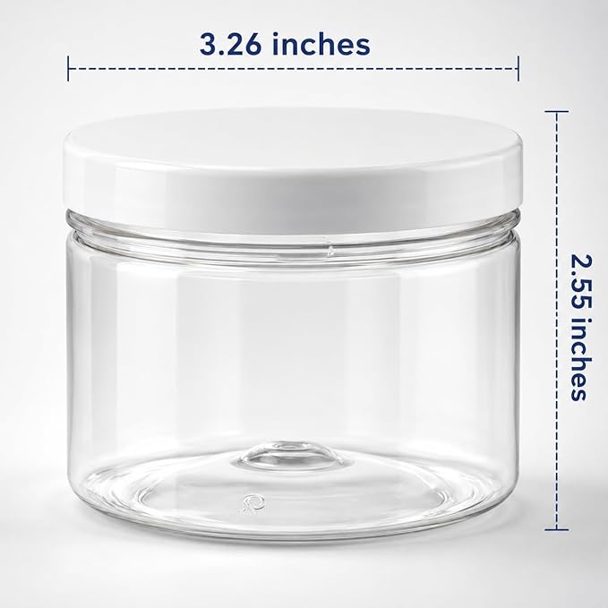 Healthy Packers Slime Containers with Water-tight Lids (8 oz, 12 Pack) - Clear Plastic Food Storage Jars with Individual Labels- Great for your slime kit - BPA Free