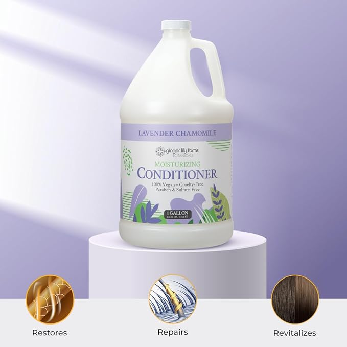 Ginger Lily Farms Botanicals Moisturizing Conditioner for Dry Hair, 100% Vegan & Cruelty-Free, Lavender Chamomile Scent, 1 Gallon (Pack of 4)