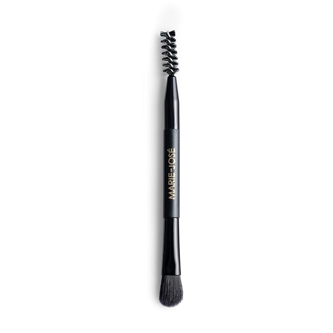 Marie-José Medium & Dark Brown Duo Brow Powder Kit – Waterproof Eyebrow Powder with 6 Reusable Stencils & Dual-Ended Brush, Long-Lasting Natural-Look Brow Makeup for Brunettes & Olive Skin Tones