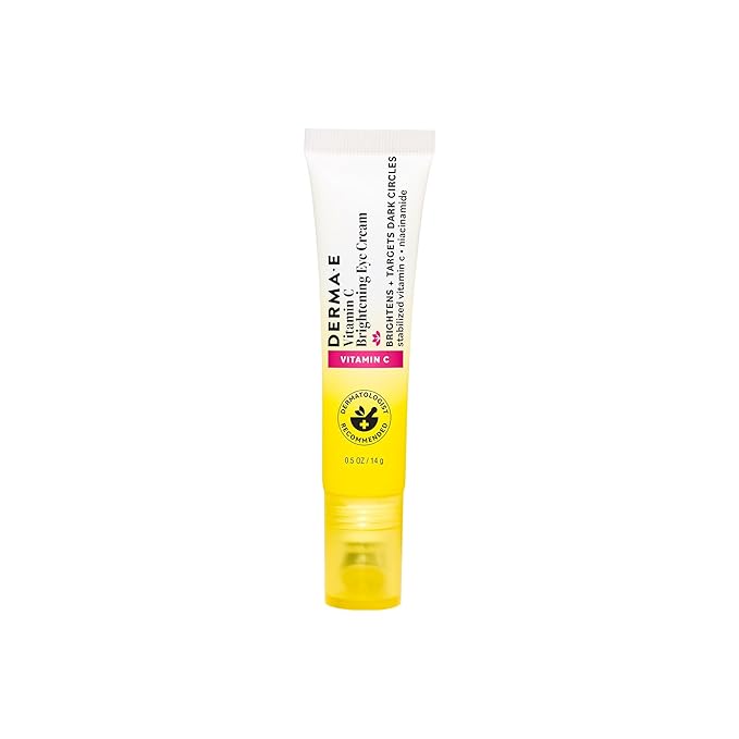 Derma E Vitamin C Brightening Eye Cream, 0.5 Fl Oz, Under Eye Cream with Niacinamide, Caffeine & Cucumber Extract, Helps Reduce Dark Circles & Puffiness, Cooling Tip Applicator, Filter-Like Finish