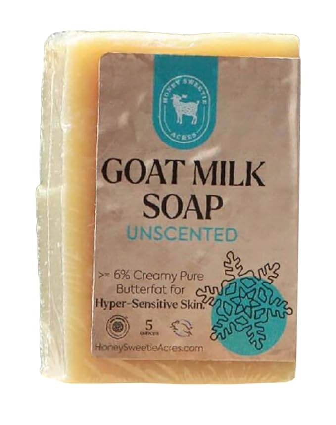 Honey Sweetie Acres Unscented Goat Milk Soap - Handmade 5 oz Bar, Made with Natural Ingredients, Moisturizing & Gentle, Made in the USA