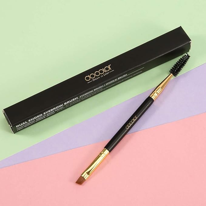 Docolor Eyebrow Brush Duo, Professional Angled Eye Brow Brush and Spoolie Brushes Perfect for Lining and Shaping Brows, Spoolie for Brows or Lashes Black