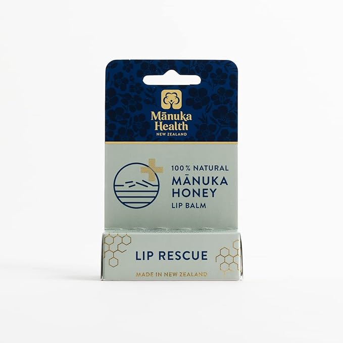 Manuka Health Lip Rescue - 0.16 oz Lip Balm for Dry Cracked Lips - 100% Natural Lip Balm with MGO 250+ Manuka Honey and Beeswax Provides Potent Lip Care