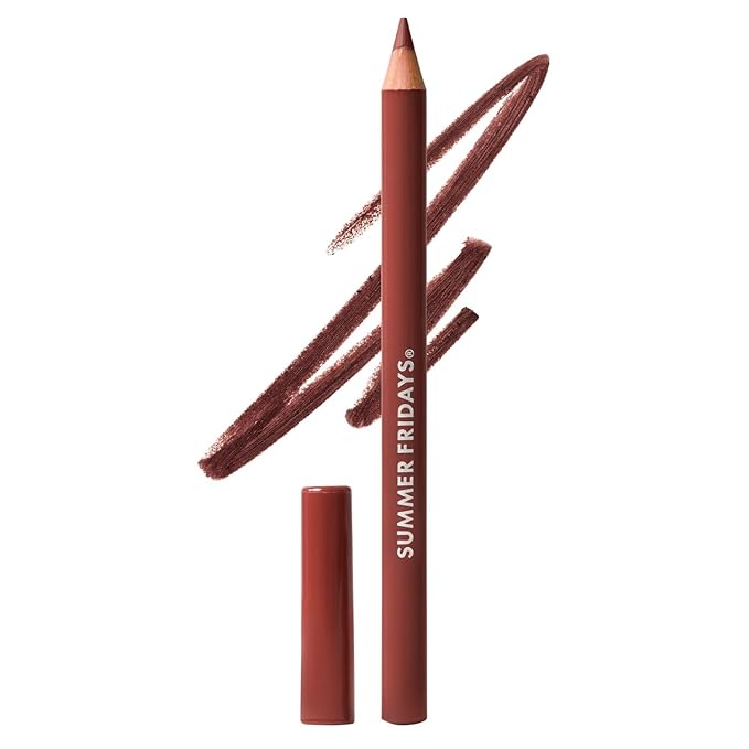 Summer Fridays SoftLine Lip Liner Pencil - Creamy, Long-Lasting Matte Lip Pencil for Sculpted Definition - Skin Care Infused Makeup with Hyaluronic Filling Spheres + Jojoba Oil - Pecan (1.02 g)