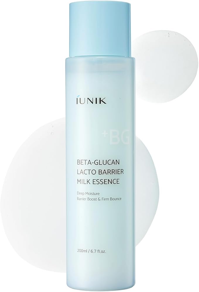 IUNIK Beta-Glucan Barrier Milky Toner Essence – Beta-Glucan & 7 Types of Peptides Milky Toner for Deep Hydration & Skin Barrier Care, Korean Skincare for Sensitive & Dry Skin, 200ml / 6.7 fl oz