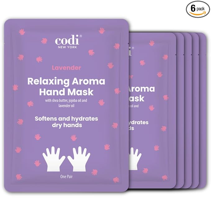 Relaxing Aroma Hand Mask, Home Spa Moisturizing Hand Gloves, 6 Pairs, For Dry Rough Hands, Hydrating Hand Treatment, Made in Korea (Lavender)