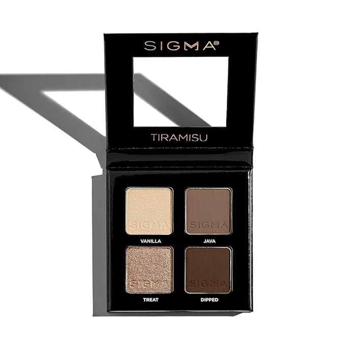 Sigma Beauty Tiramisu Eyeshadow Quad — Makeup Eyeshadow Quad with a Buttery Soft Formula and Buildable, Blendable Shades for a Flawless Eye Look, Designed for All Day Wear