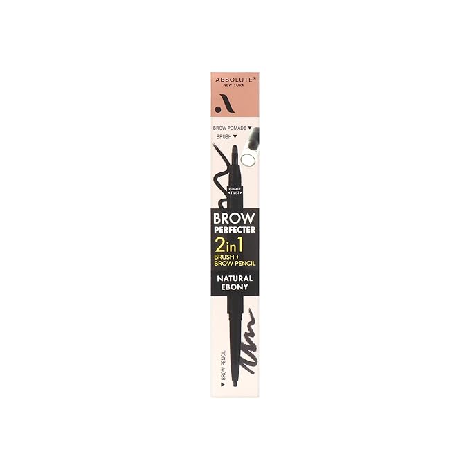 Absolute New York 2-in-1 Brow Perfecter, Dual-Ended Eyebrow Tool, Pencil and Pomade (AEBD01 Natural Ebony)