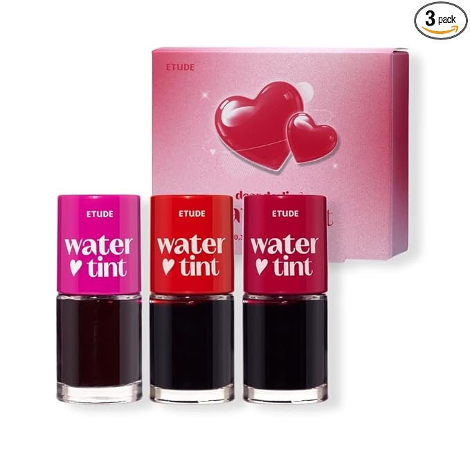 ETUDE Dear Darling Water Tint 3 SET (Strawberry Ade, Cherry Ade, Red Grapefruit Ade, 9g*3) | Vivid Color Lip Stain with Moisturizing Weightless & Non-sticky Finish | Korean Makeup, Perfect for Gift