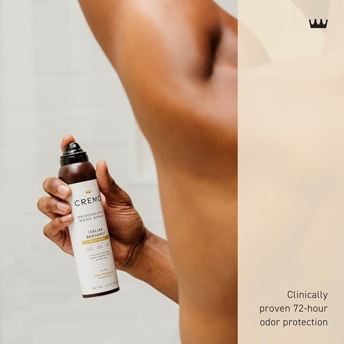 Cremo Italian Bergamot Body Spray, A Sophisticated Blend of Bergamot, Neroli Blossom, and Fresh Vetiver, 3.5 Fl Oz