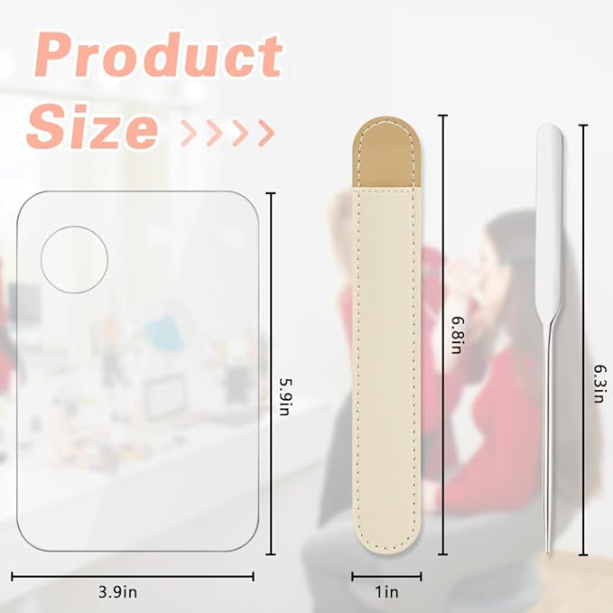 Aolso Acrylic Cosmetic Makeup Palette, Mixing Tray with Makeup Spatula&Leather Case, Professional Cosmetic Mixing Palette for Beauty Salon Mixing Eye Shadow/Lipsticks/Nail Art/Foundation