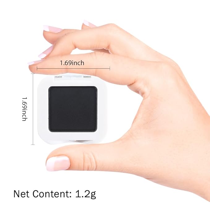 Matte Black Single Eye Shadow Palette Makeup for Older Women, Black Cream Eye shadow Palette Single Matte, High Pigment Waterproof Monochrome Mini Eyeshadow, sombra de ojos