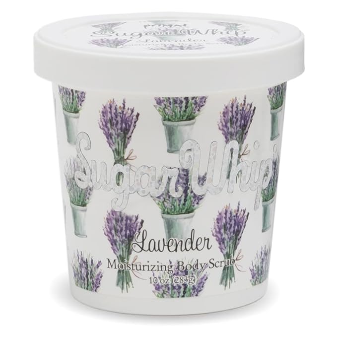 Primal Elements Sugar Scrub, Exfoliating Sugar Whip, Face and Body Cleanser, Moisturizer, Lavender, 10 oz Package