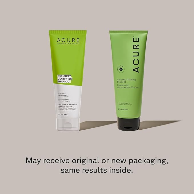 Acure Curiously Clarifying Shampoo and Conditioner Set - Daily Deep Cleansing & Hydrating Set for Women & Men, Detox for Oily Hair & Scalp Build Up, Paraben Free, Sulfate Free - 8 fl oz (2 Pack)