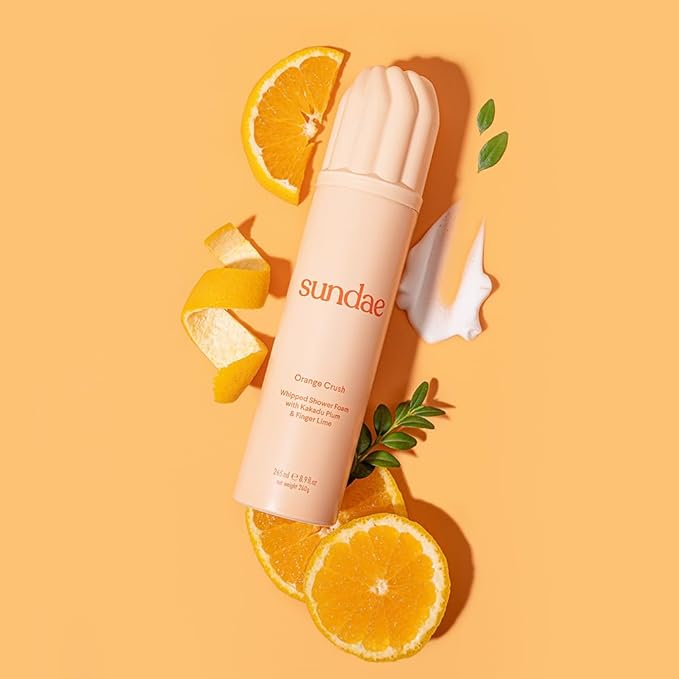 sundae Whipped Shower Foam Orange Foaming Body Wash 8.9 fl oz, 265ml with Kakadu Plum & Finger Lime