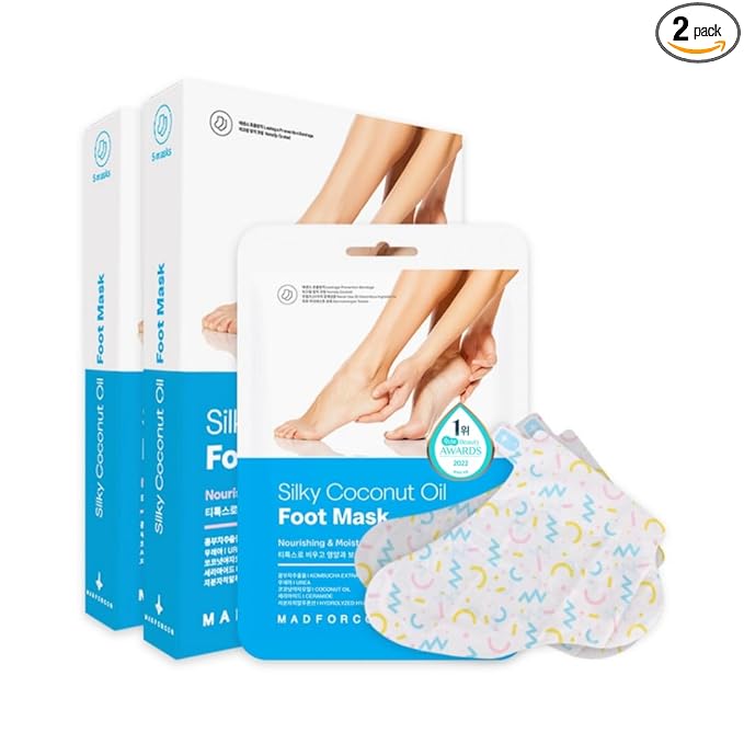 Moisturizing Foot Mask Socks – Silky Coconut Oil Booties for Dry, Cracked Feet & Heels | 10 Pairs