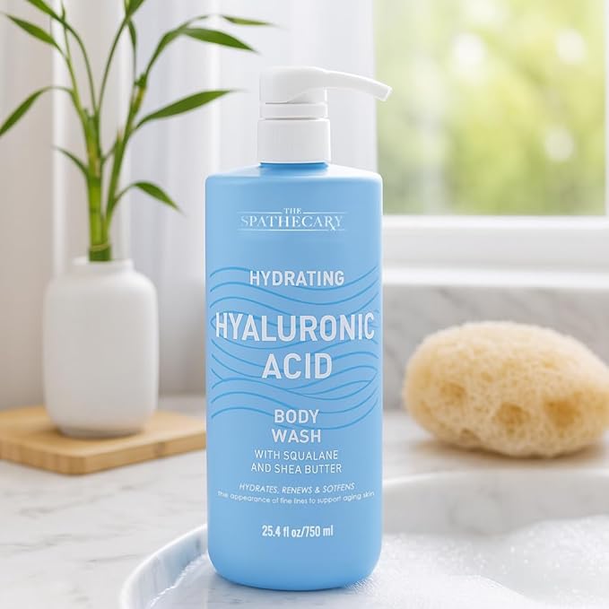 Hyaluronic Acid Body Wash with Squalane & Shea Butter – Hydrating Moisturizing Shower Gel for Dry & Sensitive Skin, Daily Cleanser for Soft Smooth Skin, Vegan, Sulfate Free, 25.4 fl oz