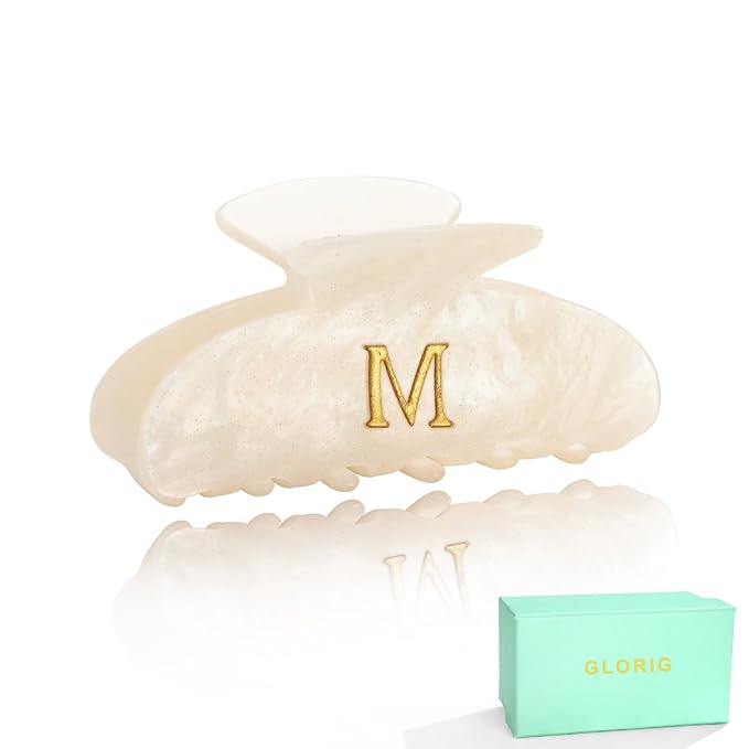 Acrylic Letter Hair Clips For Women Alphabet Hair Claw Initial Hair Clip Fashion Glitter Chic Monogram Claw Clip Hair Accessory Large Hair Clips M