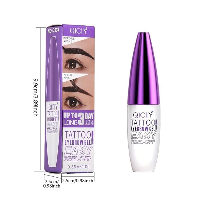 2 Packs Brown Easy Tatoo Eyebrow Gel Peel off - Semi-Permanent Tattoo Eyebrow Tint Kit Waterproof Long - Eyebrow Mascara Volume and Length