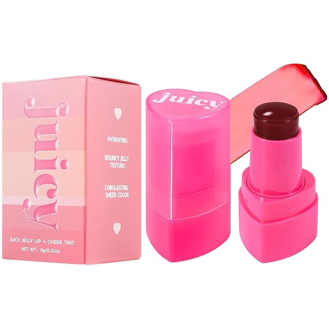 FYEBOO Cooling Water Jelly Tint Blush, Multi-Use Juicy Lip + Cheek Tint, Hydrating & Bouncy Jelly Texture, Long-lasting Sheer Color, 0.32 oz (# 04, 0.32 oz)