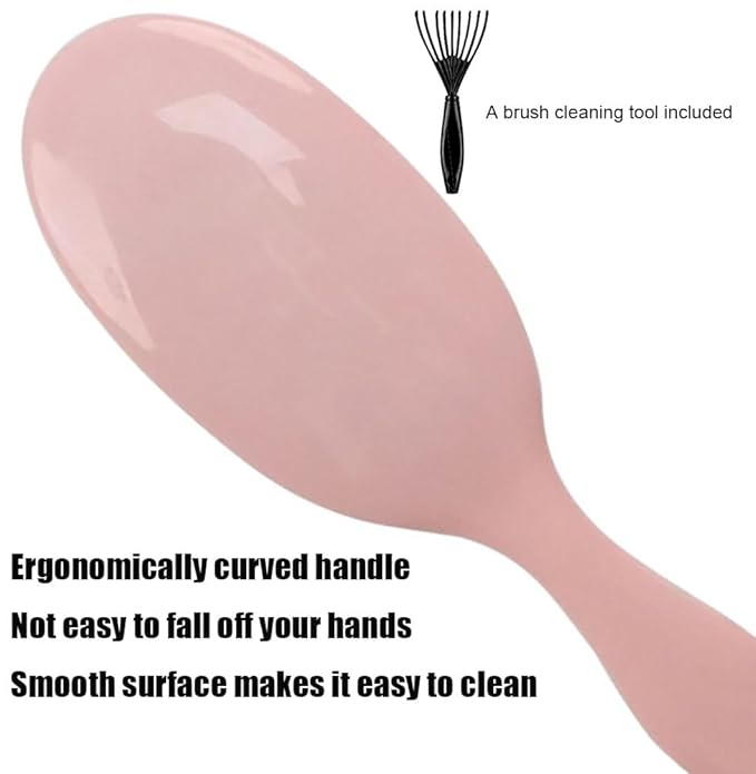 Boar Bristle Detangling Paddle Hair Brush for Curly Fine Wavy Hair, Anti-frizz Painless Detangler Brush Boar Nylon Mixed Bristle Styling Hairbrush for Women Men, Less Pulling and Hair Breakage