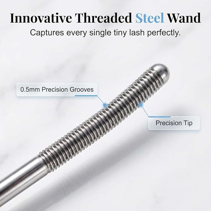 Waterproof Iron Mascara for 3D Curling, 2026 Ultra-Fine Metal Wand Tubing Mascara with Fibers, Extreme Lengthening & Volumizing, Smudge-Proof No Flaking Eyelash Extension (1pcs)