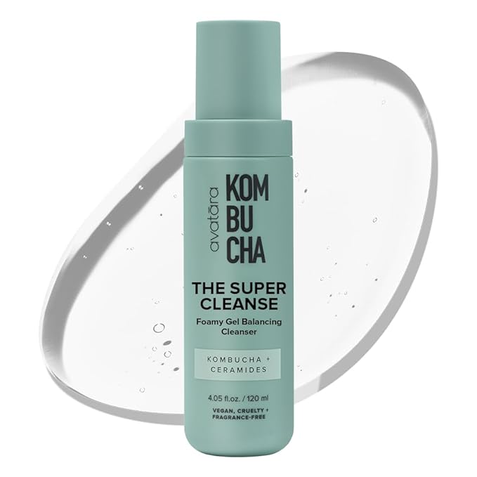 Avatara - Kombucha The Super Cleanse Face Wash, Natural Skin-Balancing Facial Cleanser, Face Cleanser with Hyaluronic Acid and Chicory Root, Skincare for Boys, Girls & Teens 4.05 fl. Oz.