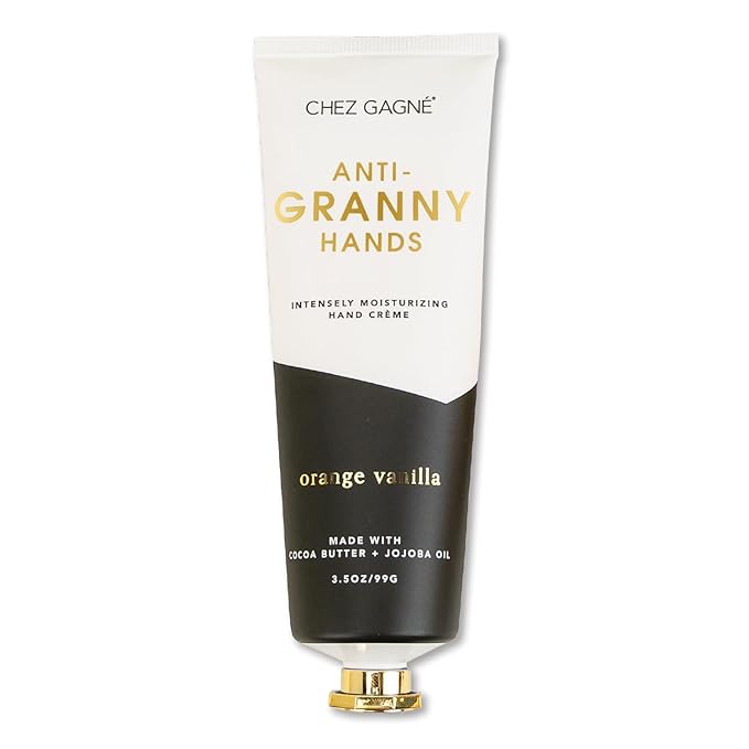 Chez Gagné Intensely Moisturizing Vegan Hand Cream (3.4oz) Jojoba Oil Cocoa Butter- Non-Greasy, Fast-Absorbing, Made In US - Anti-Granny Hands - Mother's Day - Funny Gift for Mom (Orange Vanilla)