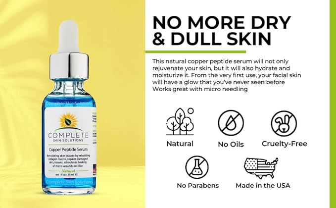 Copper Peptide Face Serum Collagen - With Anti Aging Skin Solutions Properties:1oz/30ml Anti-Wrinkle Formula For Youthful Skin
