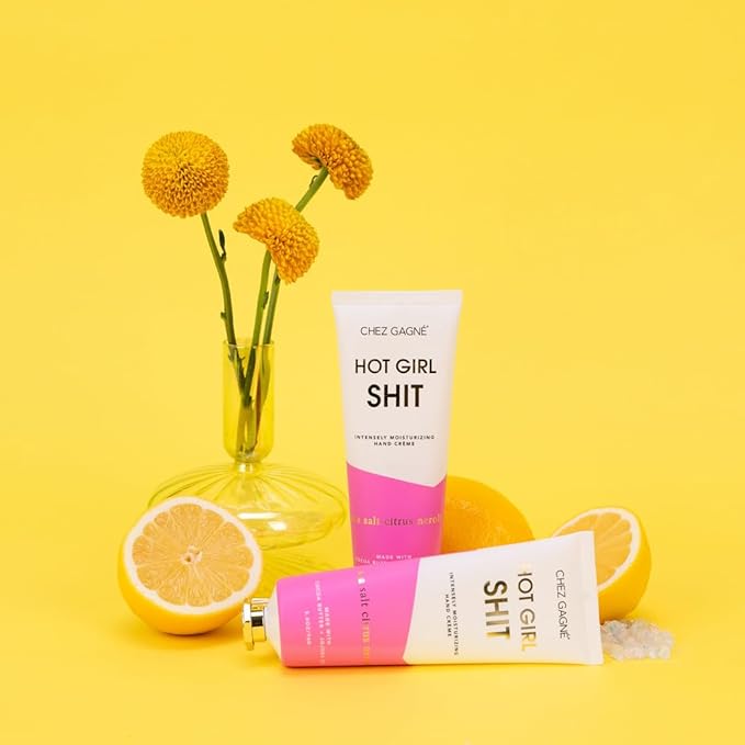 Chez Gagné Intensely Moisturizing Vegan Hand Cream, Jojoba Oil Cocoa Butter,Non-Greasy, Fast-Absorbing, USA - (3.4, Sea Salt, Citrus + Neroli - Hot Girl Shit) Valentine's Day Gift