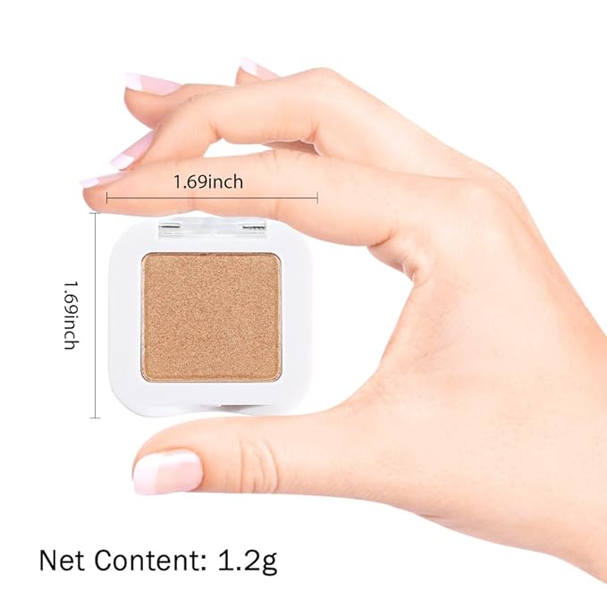 Gold Eye Shadow Palette Single Makeup for Older Women, Gold Bronze Copper Brown Shimmer Glitter Sparkly Metallic Cream Eyeshadow Palette, Brightener High Pigment Monochrome Mini Eyeshadow