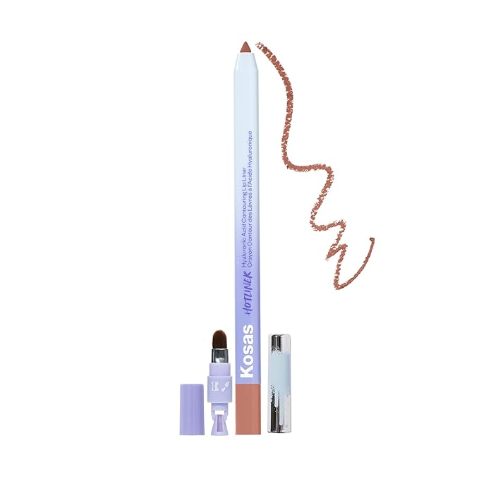 Kosas Hotliner Retractable Lip Liner Pencil with Built-In Brush & Sharpener - Easy Contouring, Hydrating, Long-Lasting - Pigmented Creamy Texture for Plumping Lips - Hyaluronic Acid & Konjac - Max